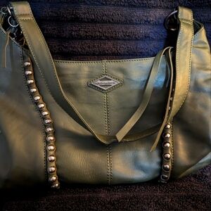 Matching Harley Davidson olive green leather purse and wallet